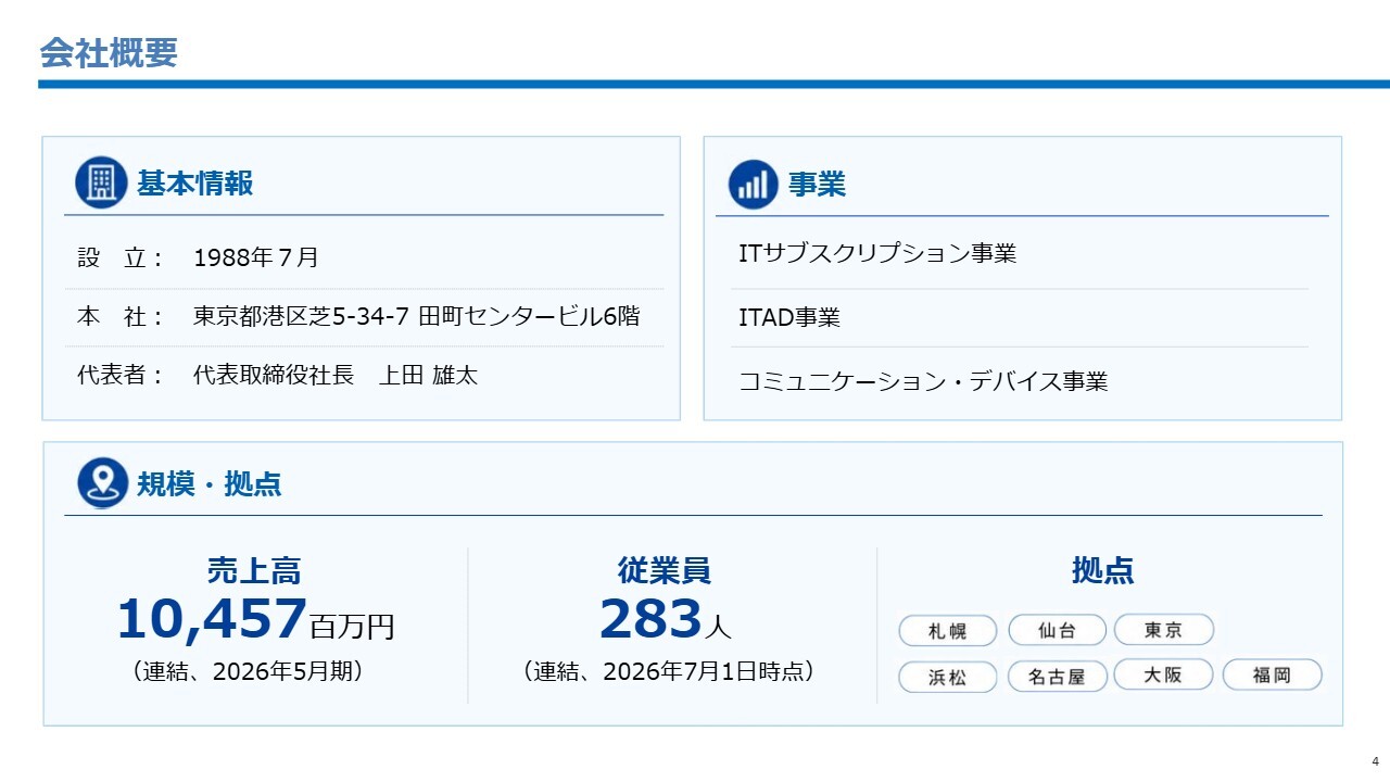 パシフィックネット(3021) 2026年5月期 決算説明資料スライド 会社概要