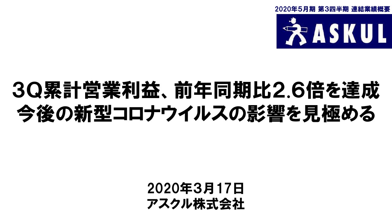 アスクル、3Q累計の営業益は前年比260.5％に　「LOHACO」黒字化に向けた構造転換は順調に進捗