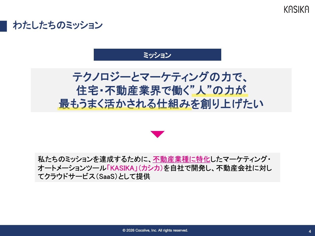 Cocolive(137A) 2026年5月期 決算説明資料スライド わたしたちのミッション