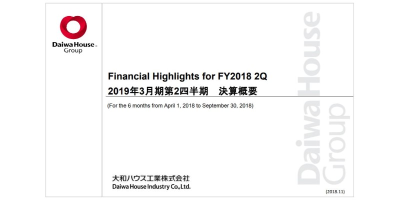 大和ハウス工業、2Qでも売上・利益で過去最高を更新　10期連続の増益を達成